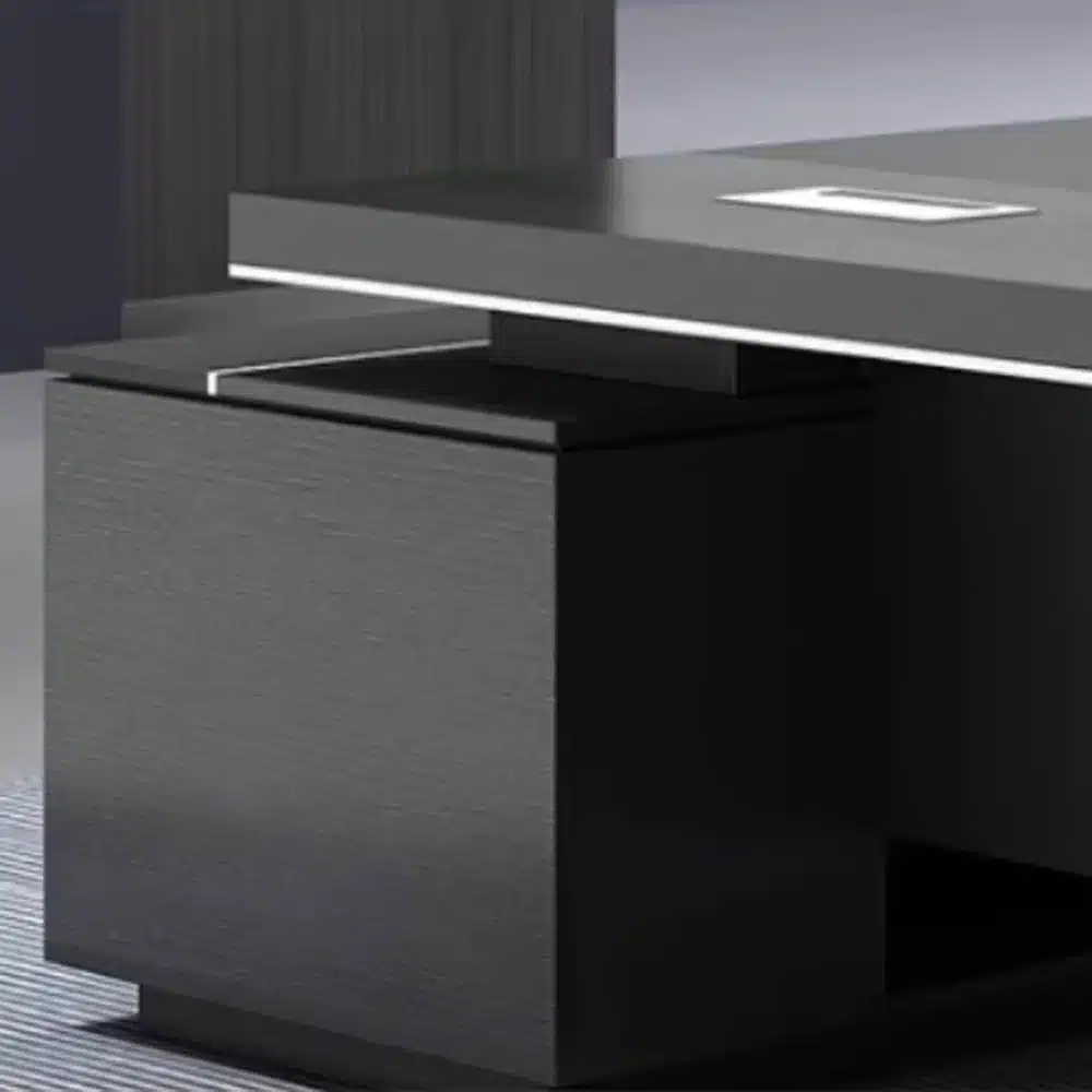 Modern Wooden Office Desk - Black Executive Style