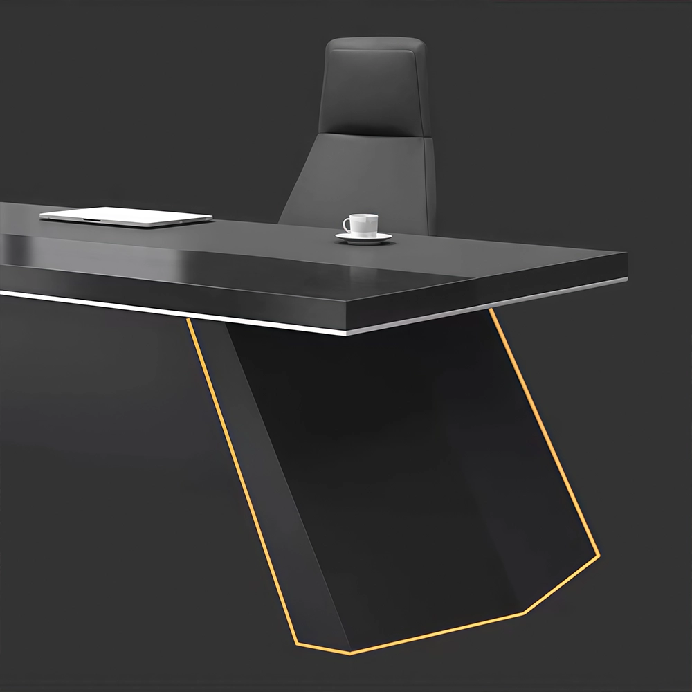 Modern Wooden Office Desk - Black Executive Style