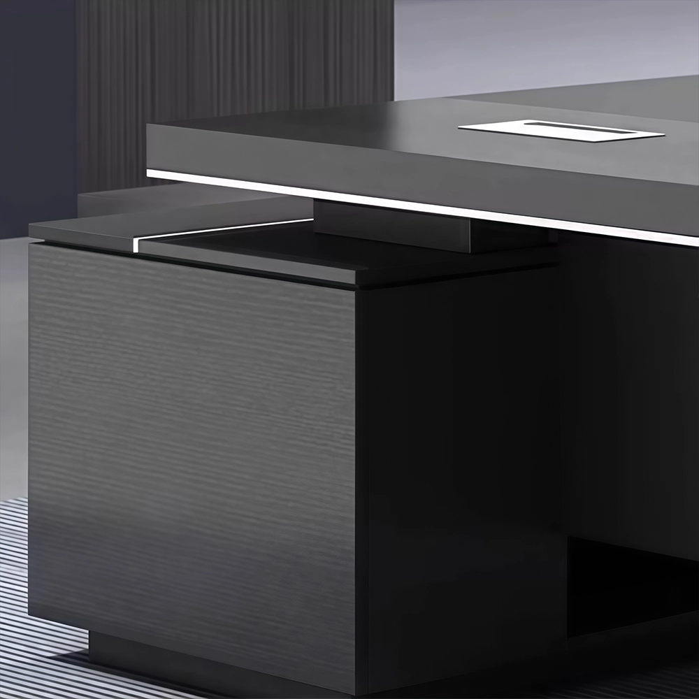Modern Wooden Office Desk - Black Executive Style