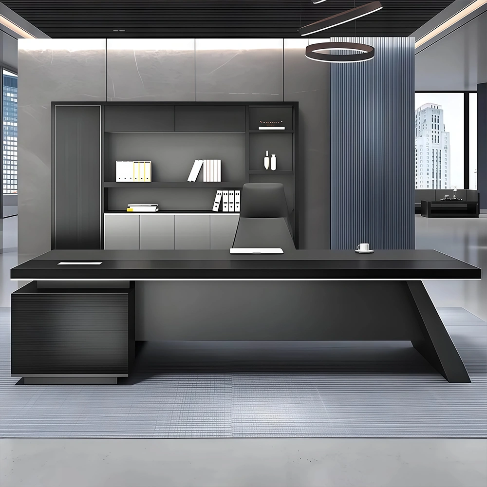 Modern Wooden Office Desk - Black Executive Style
