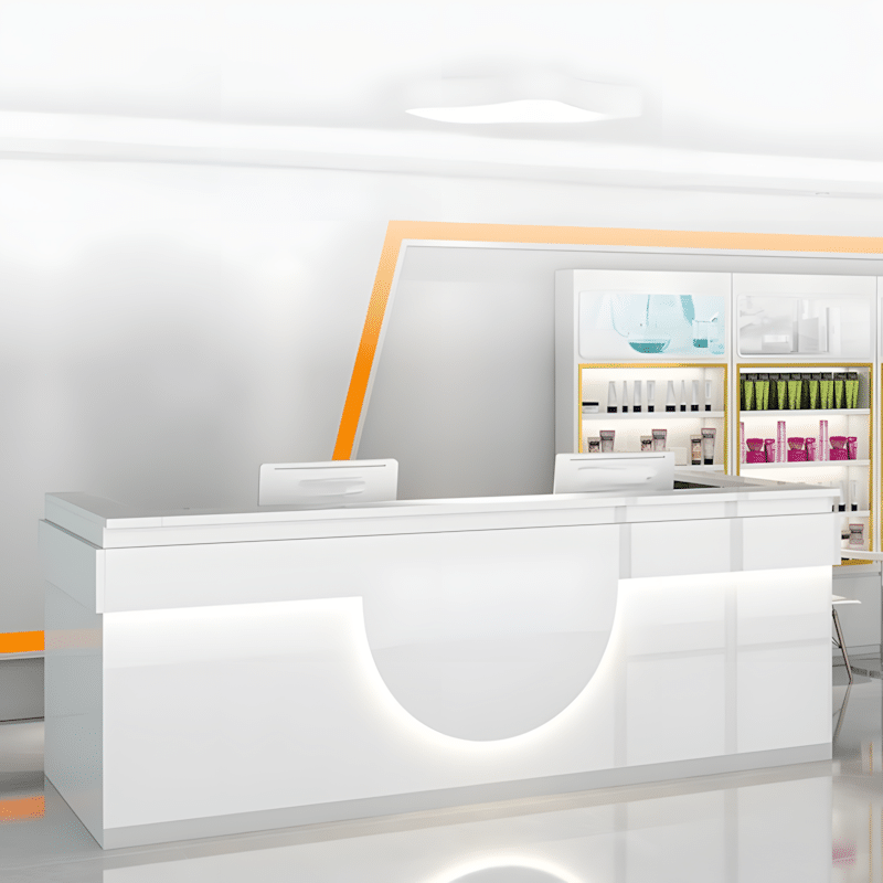 Modern Reception Desk - Light Wood Grain Finish