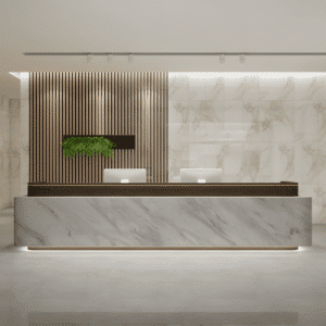 New Chinese Style Reception Desk - L63" x W24" x H39", Coffee + Jazz gray
