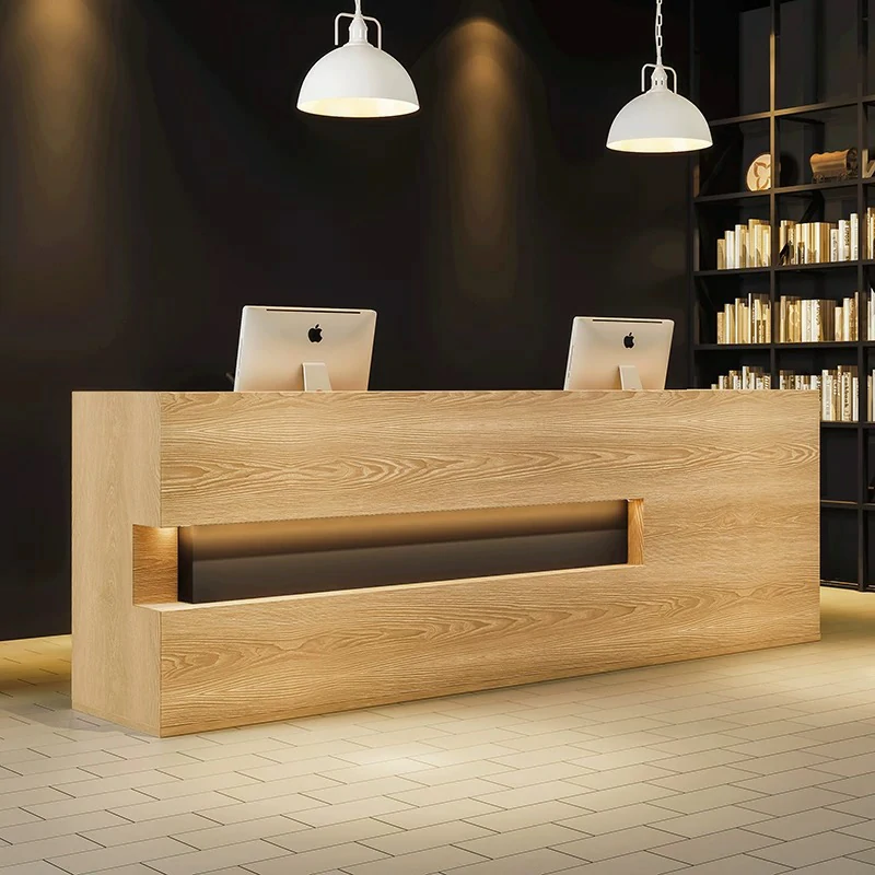 Retro Solid Wood Reception Desk - Maoters