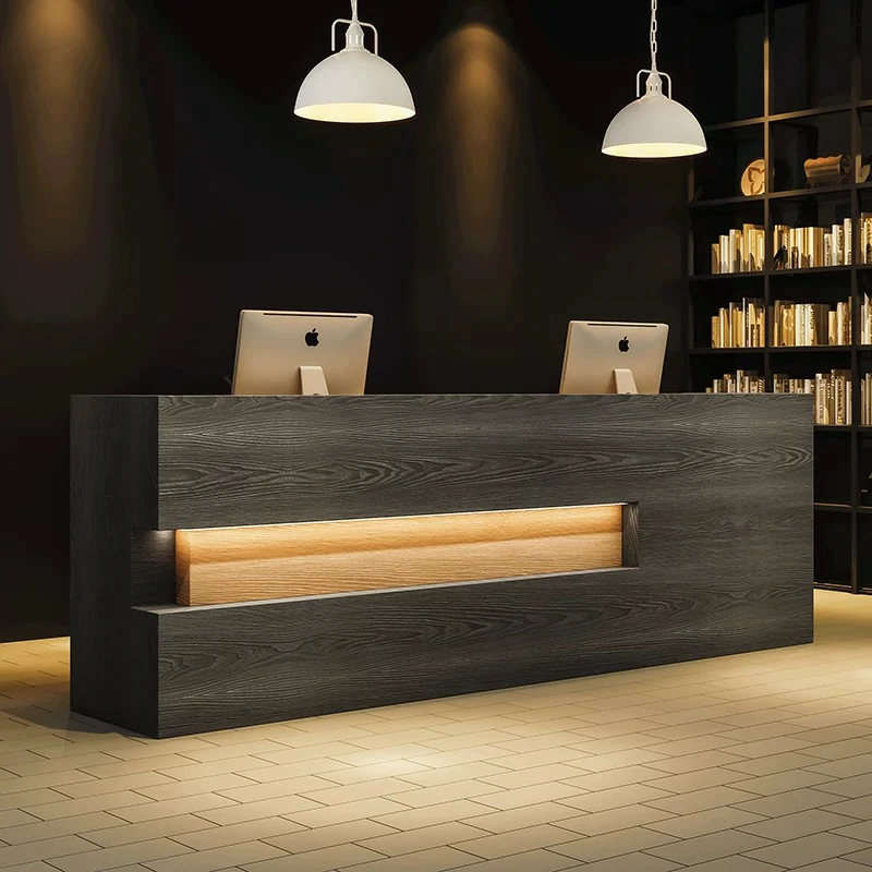 Retro Solid Wood Reception Desk - Maoters