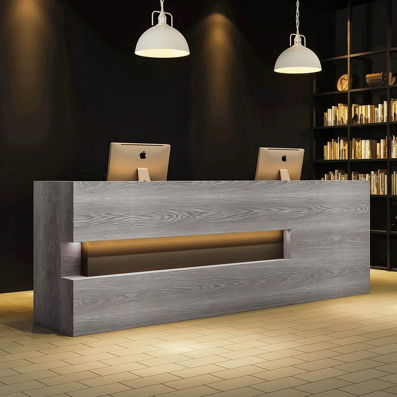 Retro Solid Wood Reception Desk - Maoters