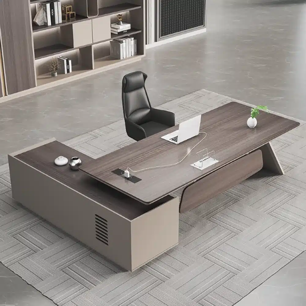 Rhombus-Faced Steel Angled Executive Desk - Maoters