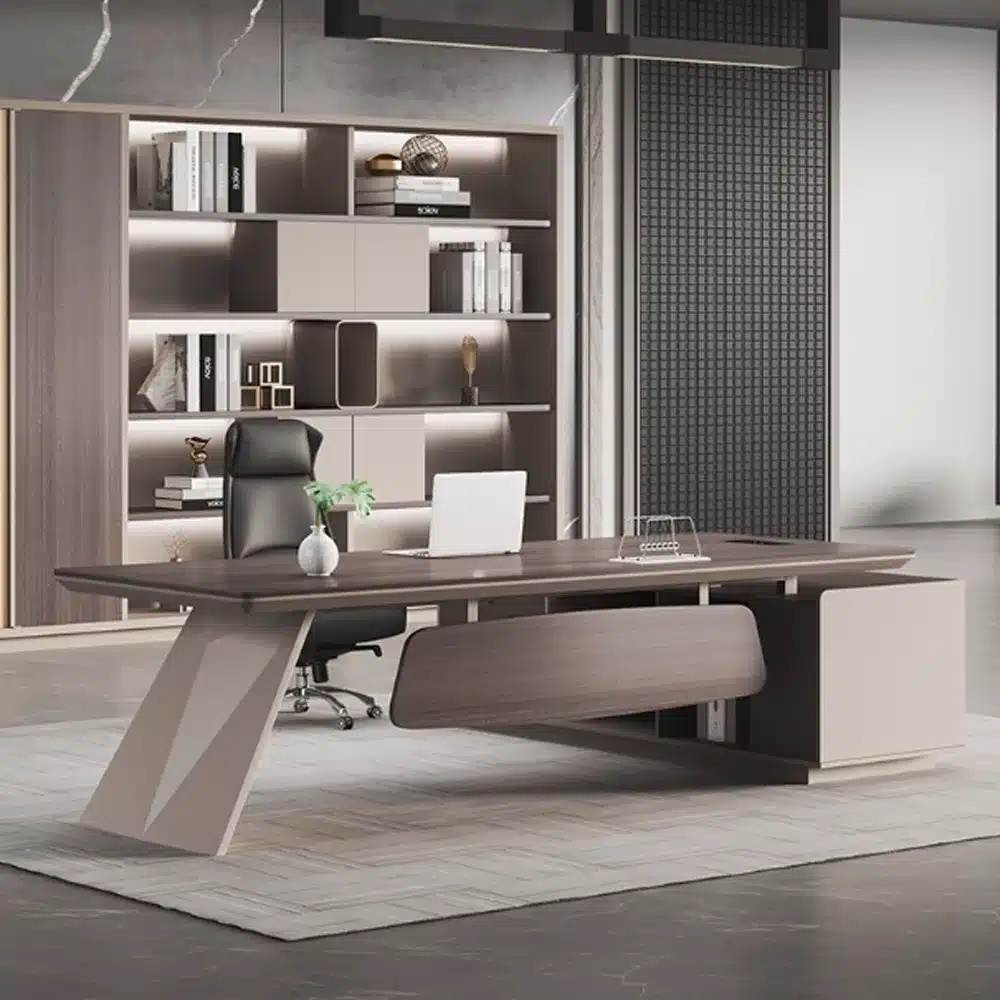 Rhombus-Faced Steel Angled Executive Desk - Maoters