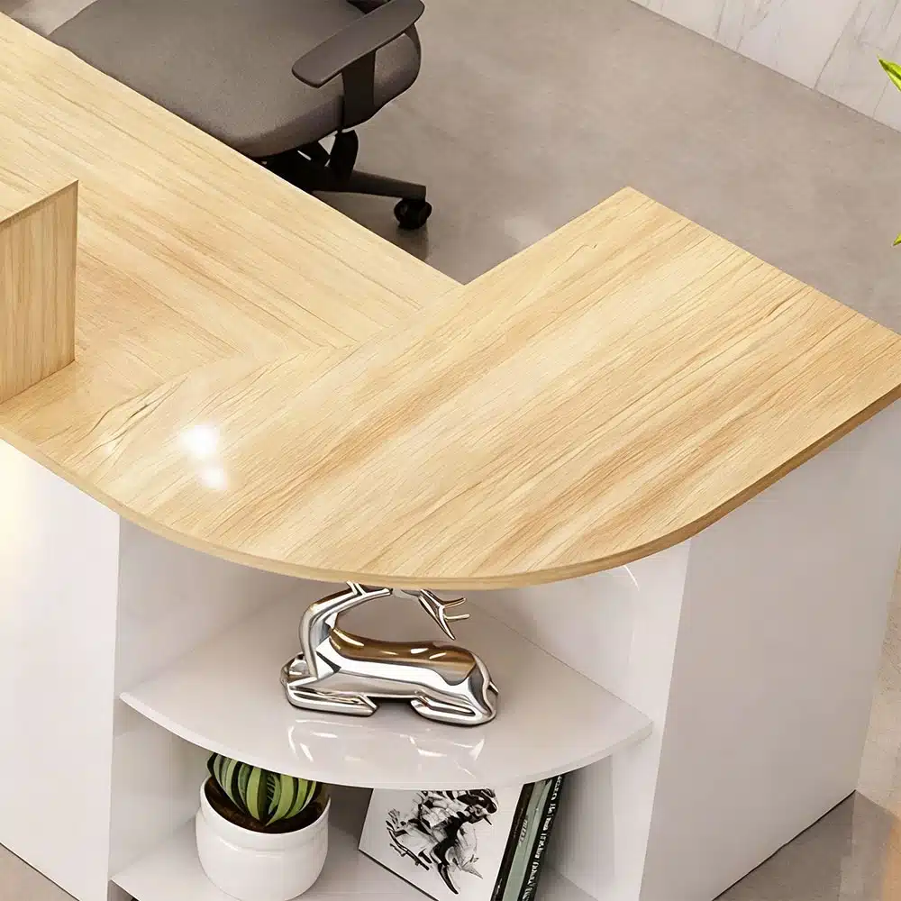 Simple L-shape Wood Reception Desk - Maoters