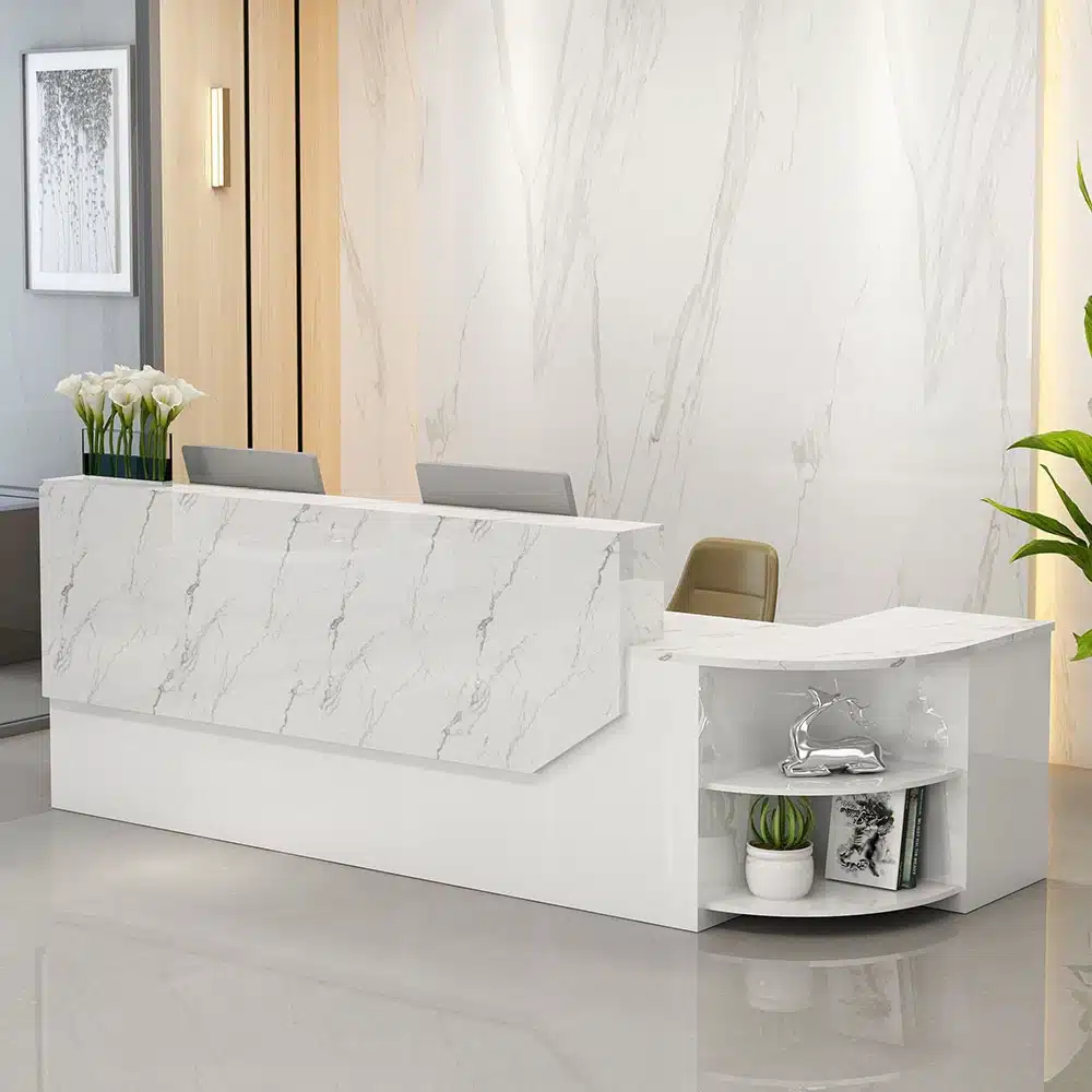 Simple L-shape Wood Reception Desk - Maoters