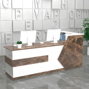 Simple Modern Cashier Counter Table - Maoters - L110" x W24" x H39", White + Maple