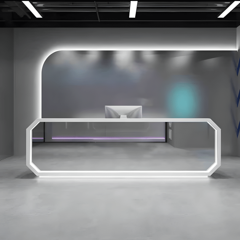 Sleek Stainless Steel Reception Desk - Enhance Your Space