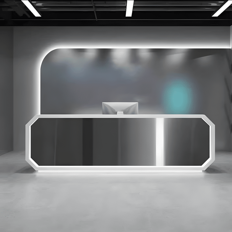 Sleek Stainless Steel Reception Desk - Enhance Your Space