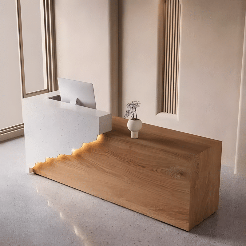 Solid Wood Corporate Office Reception Desk