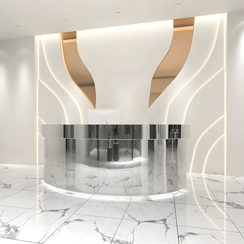 Stainless Semi Circular Reception Desk