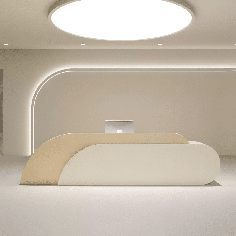 Stylish Curved Cashier Counter for Beauty Salons
