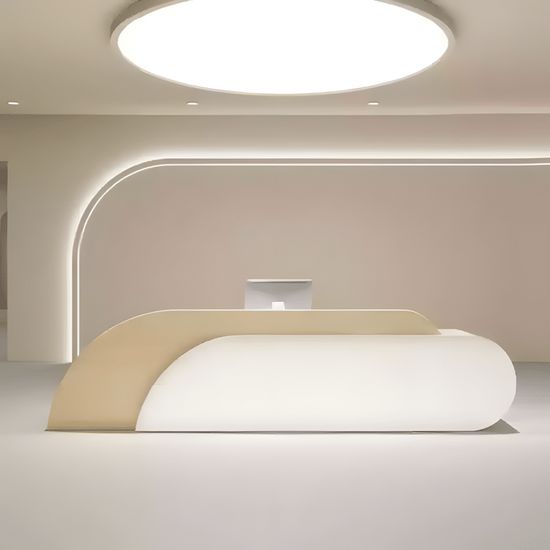 Stylish Curved Cashier Counter for Beauty Salons