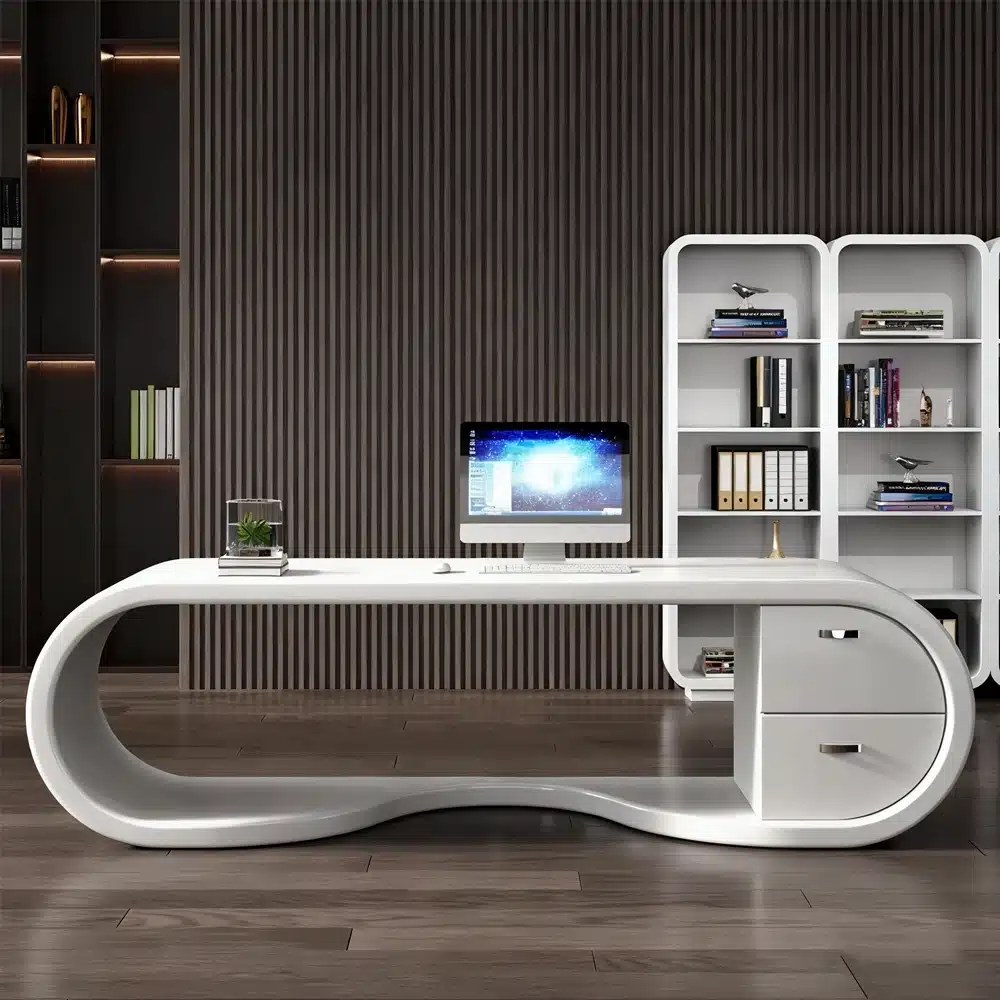 White Lacquered Techy Executive desk - Maoters