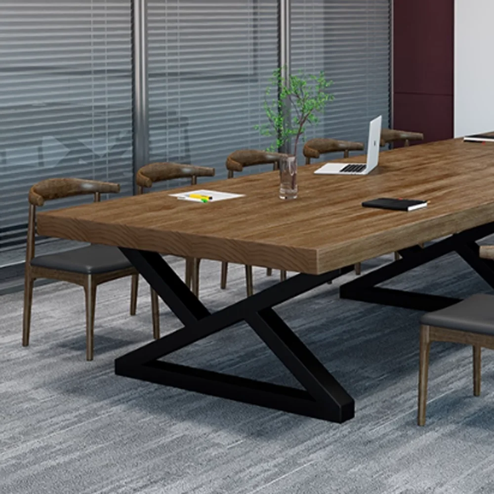 Nordic Industrial-Style Solid Wood Large Conference Table
