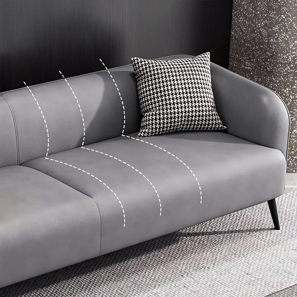 Modern Minimalist Leather Sofa, Double & Triple Seater