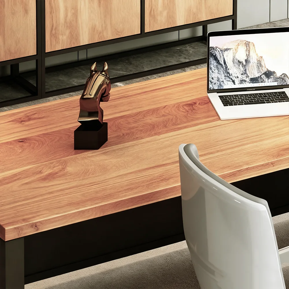 Industrial-Style Solid Wood Executive Desk - Maoters