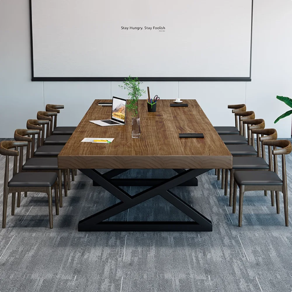 Nordic Industrial-Style Solid Wood Large Conference Table