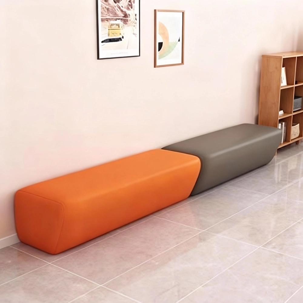 Creative Patchwork Design Long Leather Sofa