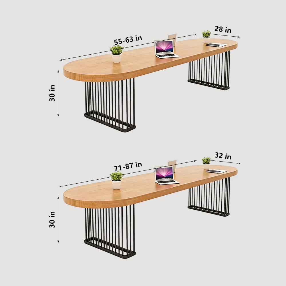 Modern Oval Solid Wood Conference Table - Stylish & Durable