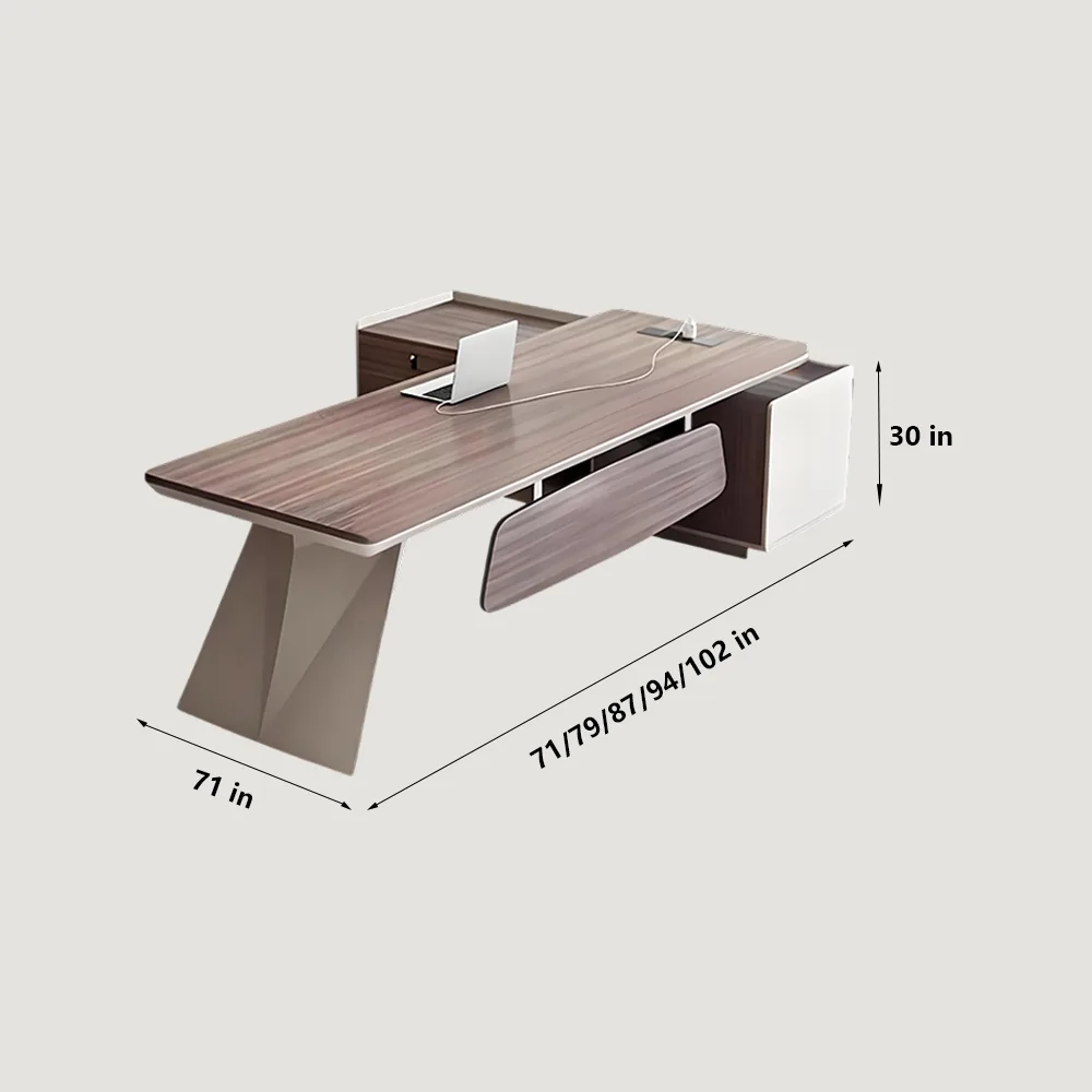 Rhombus-Faced Steel Angled Executive Desk - Maoters