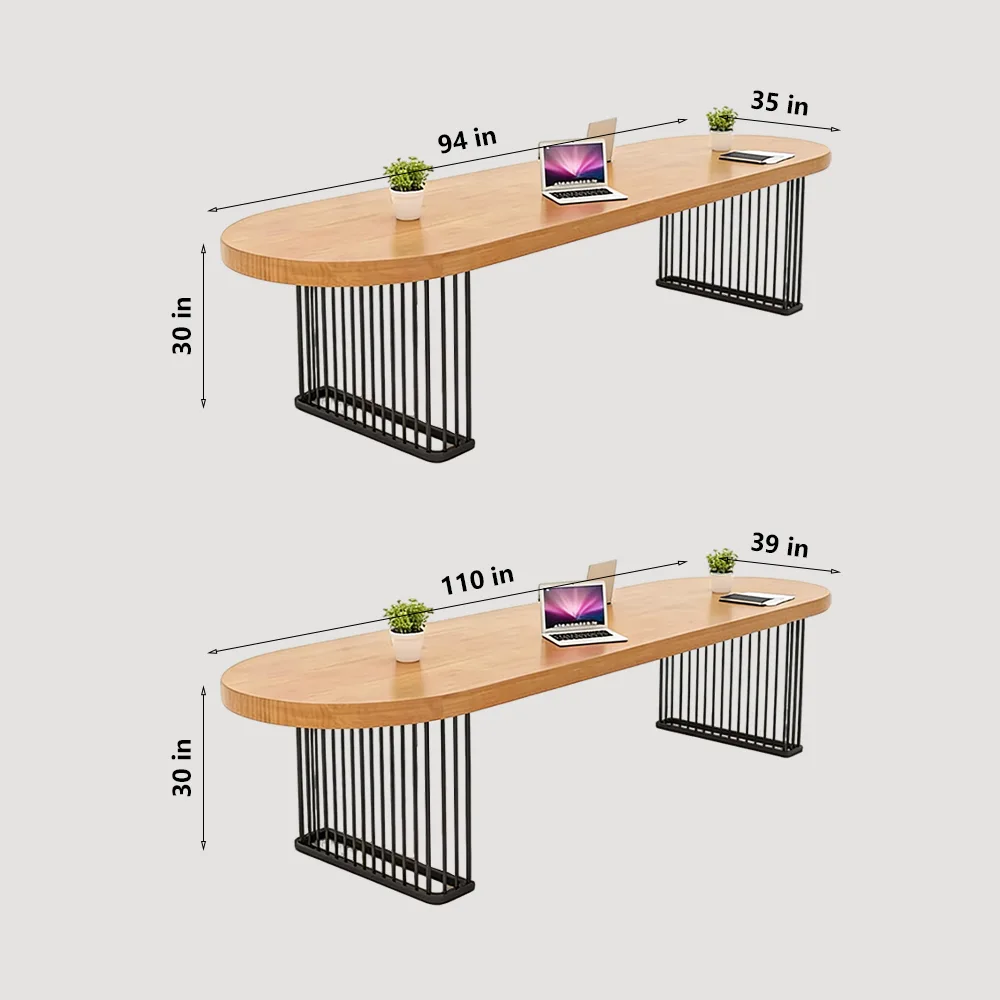Modern Oval Solid Wood Conference Table - Stylish & Durable