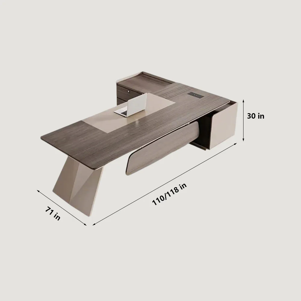 Rhombus-Faced Steel Angled Executive Desk - Maoters