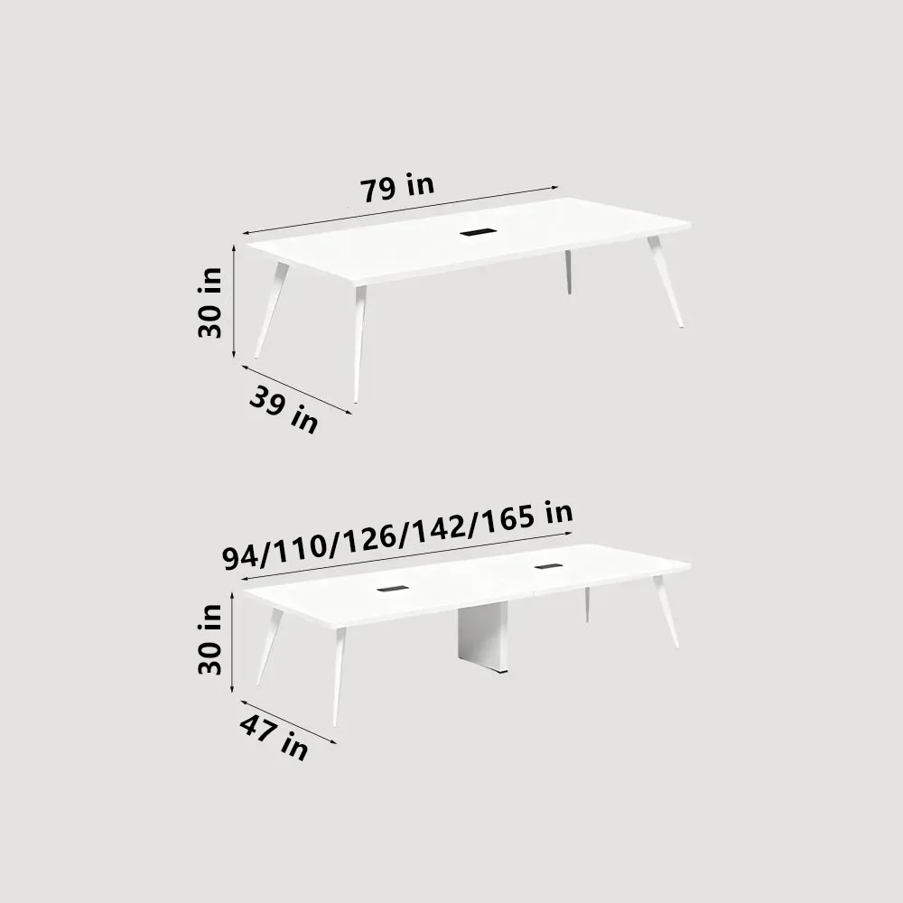 Modern Minimalist White Small Conference Table Set