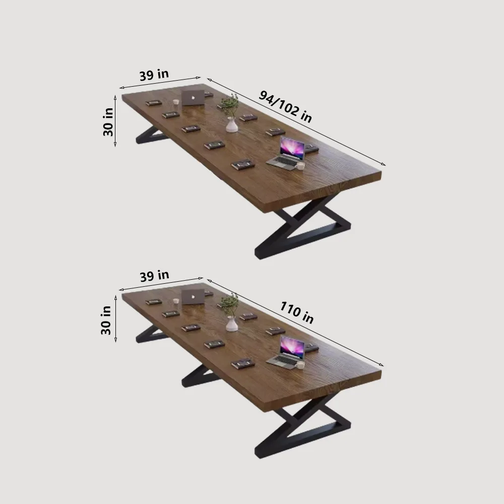 Nordic Industrial-Style Solid Wood Large Conference Table