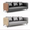 Gray Wood Grain Leather Sofa - Modern Business Reception - Maoters