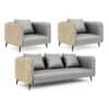 Gray Wood Grain Leather Sofa - Modern Business Reception - Maoters