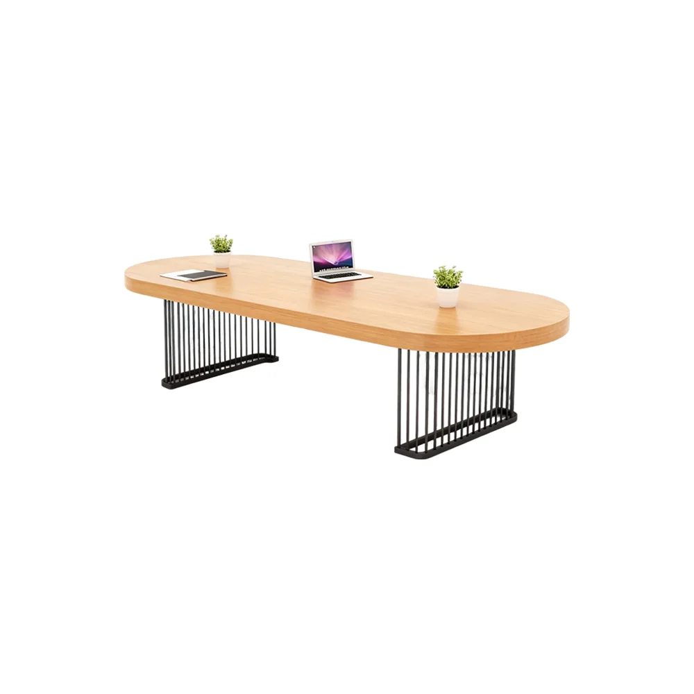 Modern Oval Solid Wood Conference Table - Stylish & Durable