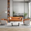 Luxury Leather Office Sofa - Compact Casual Orange - Maoters