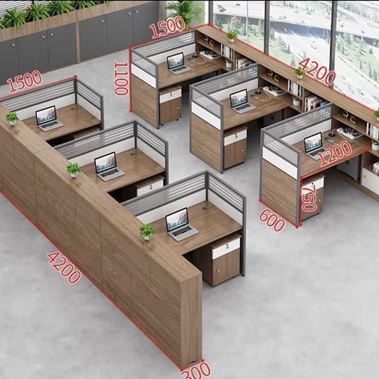 Modern Simple Partitioned Multiperson Staff Desk - Maoters - Maoters