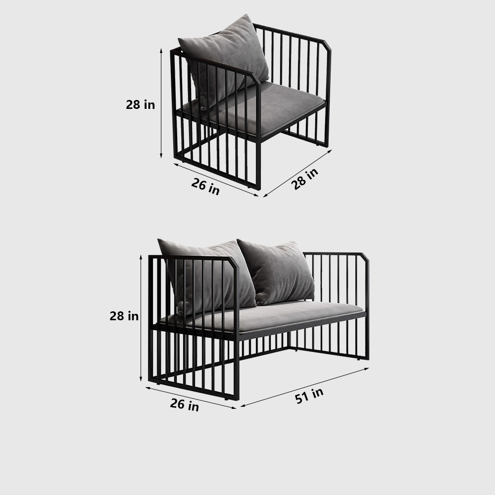 Leisure Industrial Iron Sofa - Gray