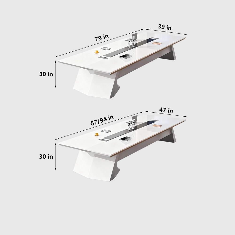 Large Rectangular White Lacquered Conference Table - Maoters Large Rectangular White Lacquered Conference Table - Maoters