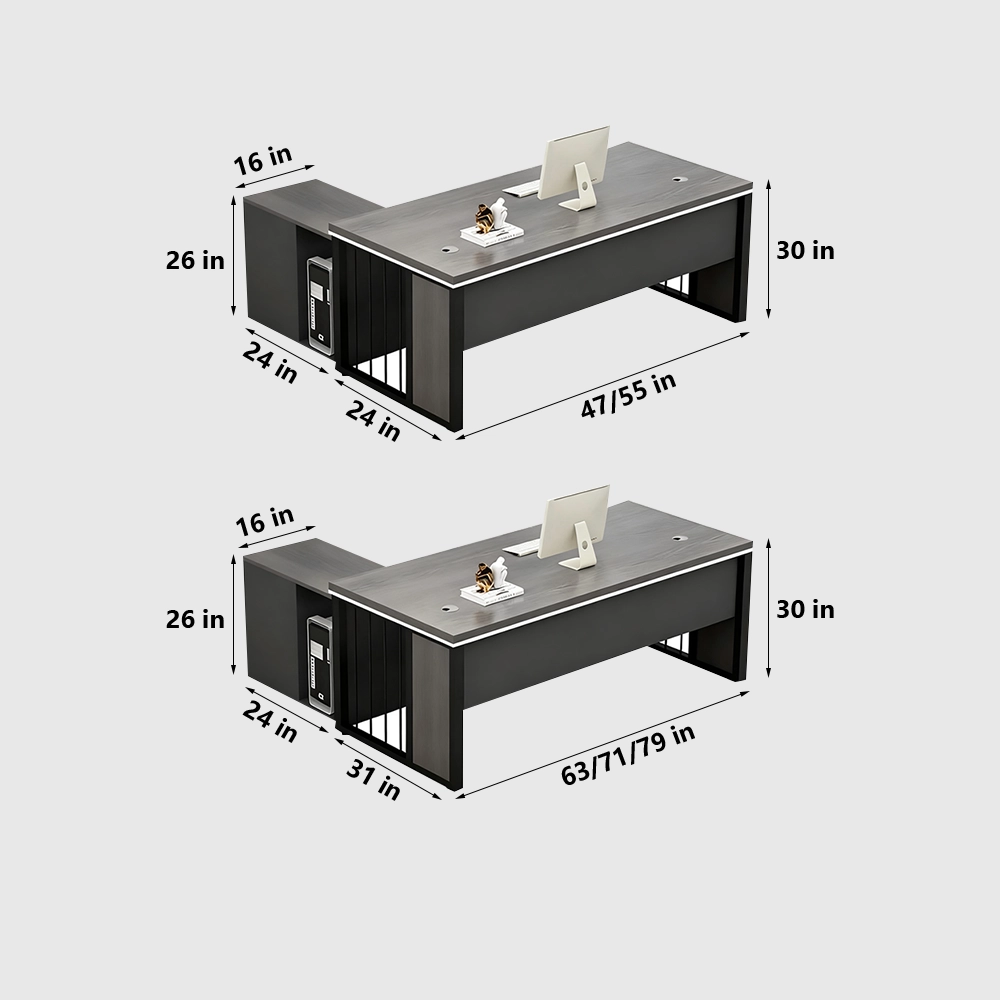 Gray Oak Executive Desk - Modern Office Furniture