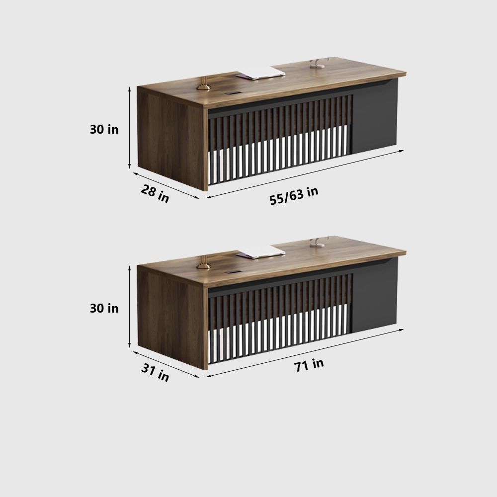 Innovative Industrial-Style Solid Wood Executive Desk