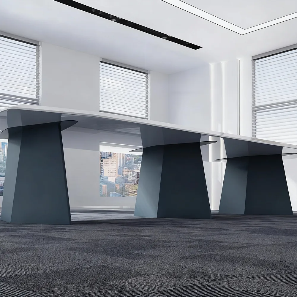 Stylish Large White Painted Conference and Multi-Person Office Desk