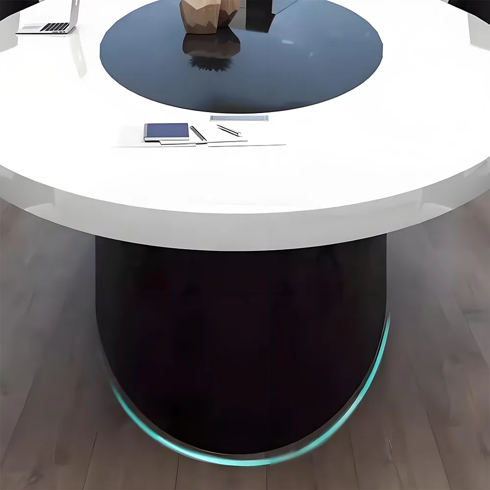 Modern White Lacquered Oval Conference Table - Maoters