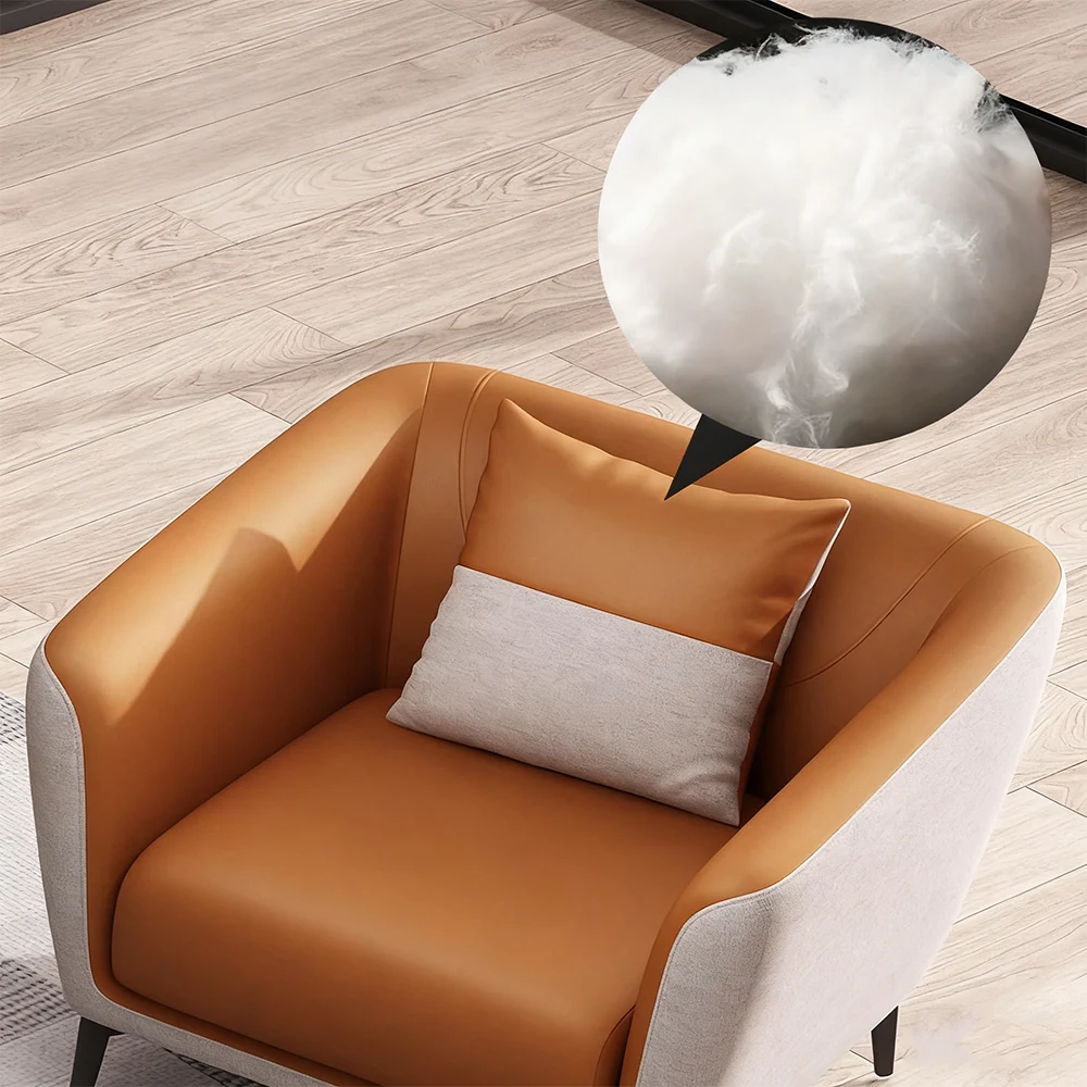 Luxury Leather Office Sofa - Compact Casual Orange
