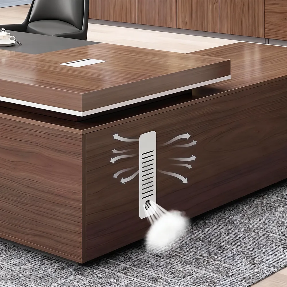 L Shaped Desk with Cabinet Storage - Maoters