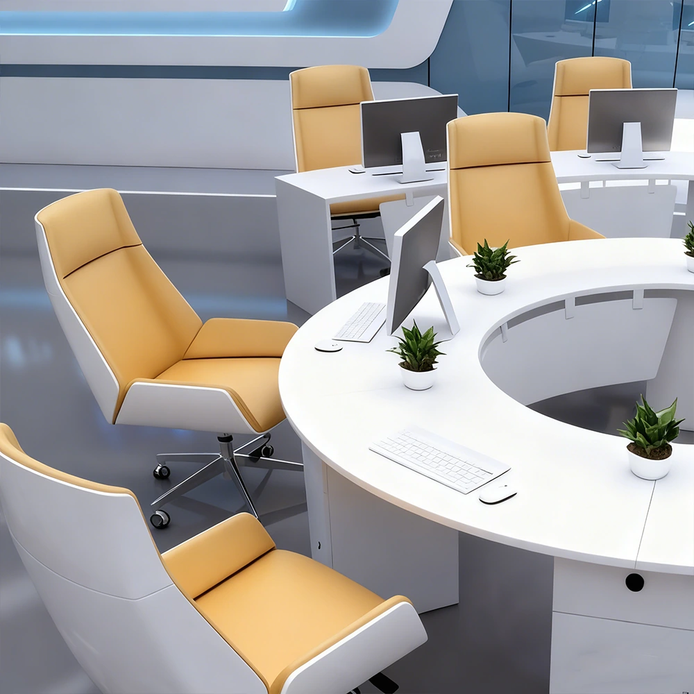 Creative Curved Staff Office Desk - Round Workstation Creative Curved Staff Office Desk - Round Workstation