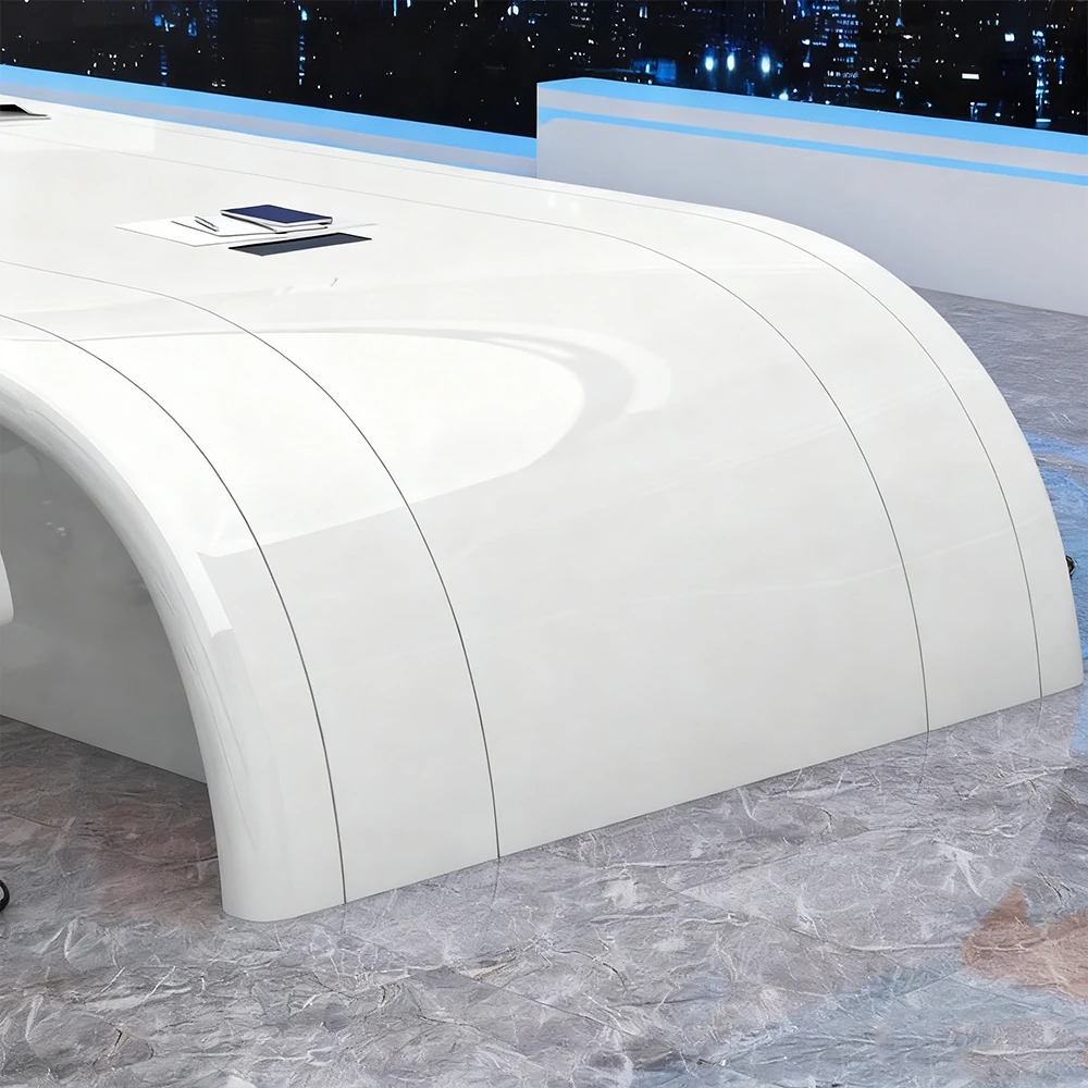 Innovative Large White Lacquered Conference Table Innovative Large White Lacquered Conference Table