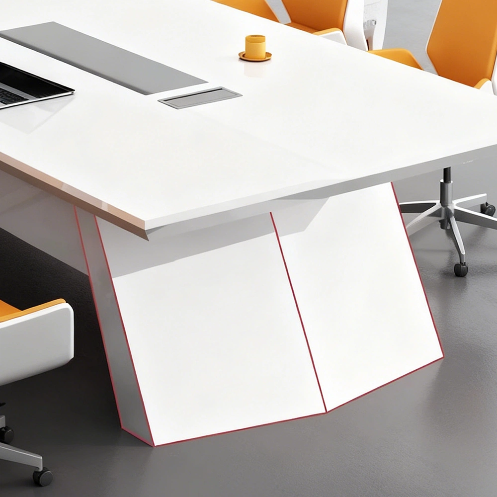 Large Rectangular White Lacquered Conference Table - Maoters Large Rectangular White Lacquered Conference Table - Maoters