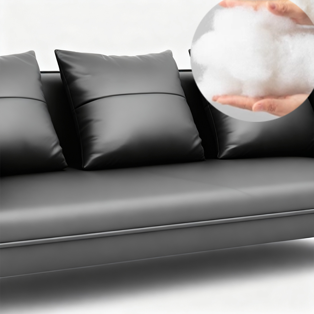 Gray Wood Grain Leather Sofa - Modern Business Reception