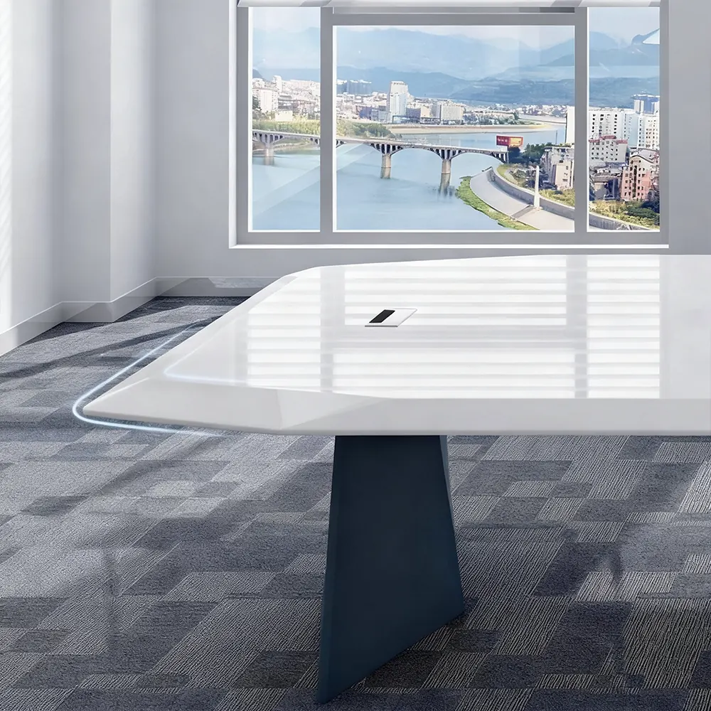 Stylish Large White Painted Conference and Multi-Person Office Desk